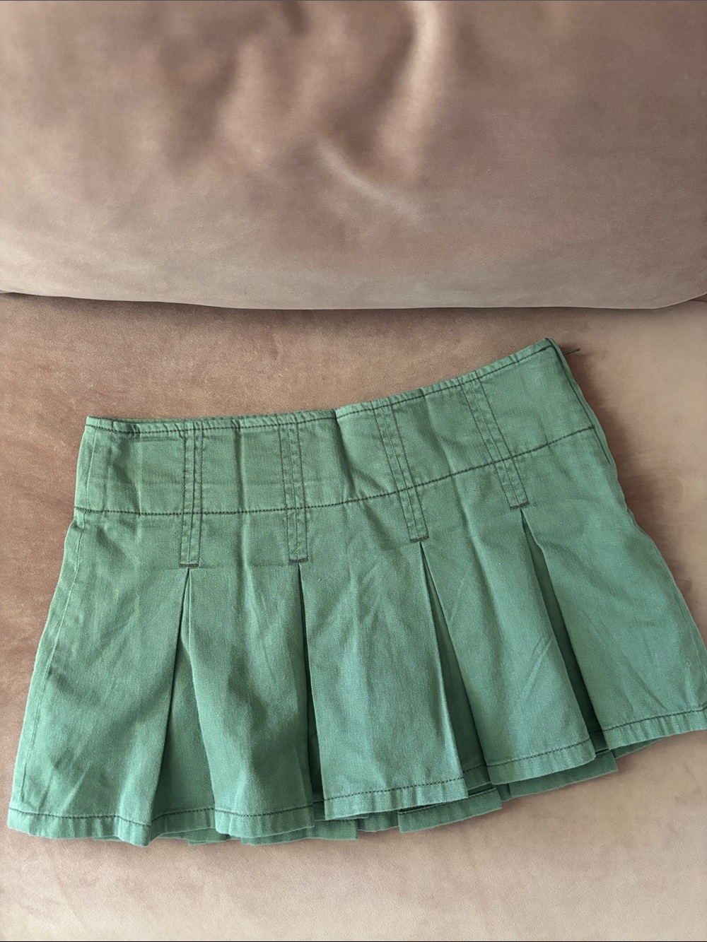 Garage Army Green Pleated Mini Skirt
